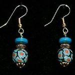 Bead Dangles - Black Turquoise Red Flower