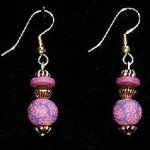 Bead Dangles - Fuschia Navy Flower