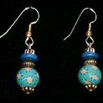 Bead Dangles - Green Blue Flower