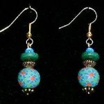 Bead Dangles - Green Blue Red Flower
