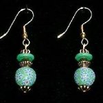 Bead Dangles - Green Teal Flower