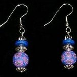 Bead Dangles - Navy Purple Flower