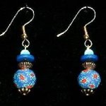 Bead Dangles - Navy Turquoise Flower