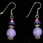 Bead Dangles - Periwinkle Fuschia Flower