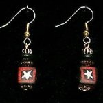 Bead Dangles - - Red Black Star Square