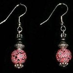 Bead Dangles - Red Flower Black and White Center