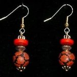 Bead Dangles - Red Flower Rust Center