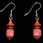 Bead Dangles - - Red Pink Cross Check