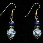 Bead Dangles - - Tan Navy Check Round