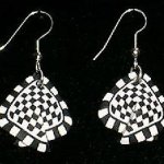 Dangle Foldover Earrings - Black and White Check
