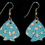 Dangle Foldover Earrings - Green Blue Flower