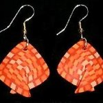 Dangle Foldover Earrings - Orange Check