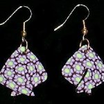 Dangle Foldover Earrings - Orchid Purple Flower Green Center