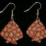Dangle Foldover Earrings - Rust Flower