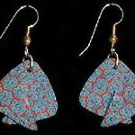 Dangle Foldover Earrings - Rust Teal Flower