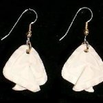 Dangle Foldover Earrings - White on White Swirl