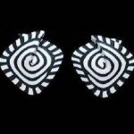 Foldover Earring - Black and White Swirl