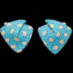 Foldover Earring - Blue Green Flower