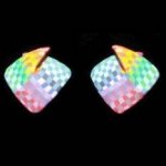 Foldover Earring - Multi Check Quad