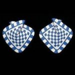 Foldover Earring - Navy and Tan Check