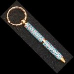 Black Turquoise Flower Keychain Pen