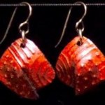 Dangle Foldover Earrings -Rugged Terrain - Crimson