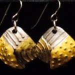 Dangle Foldover Earrings - Rugged Terrain - Silver and Gold