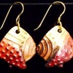 Dangle Foldover Earring -Rugged Terrain - Copper Gold and Red