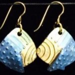 Dangle Foldover Earring -Rugged Terrain- Blue Turquoise Green and Gold