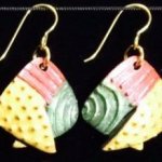 Dangle Foldover Earring- Rugged Terrain- Gold Red and Green